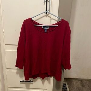 Karen Scott Women Size 3X Dark Red V Neck 3 Quarter Inch Sleeve Shirt 👚.